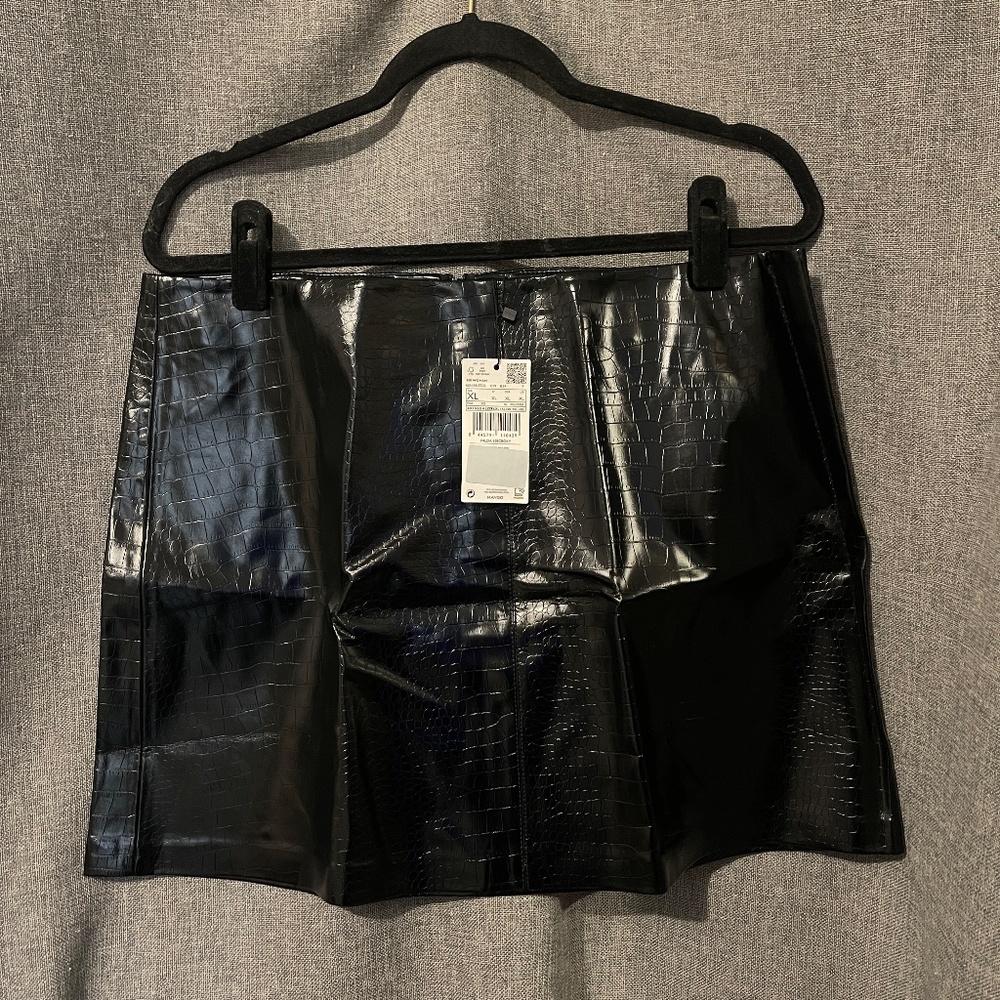 Mango Croc faux leather mini skirt
